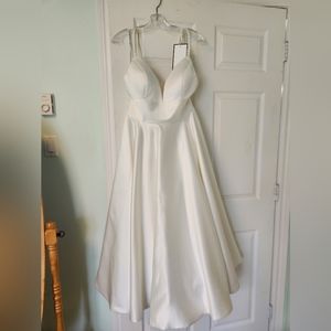 Satin Morilee tea length wedding dress